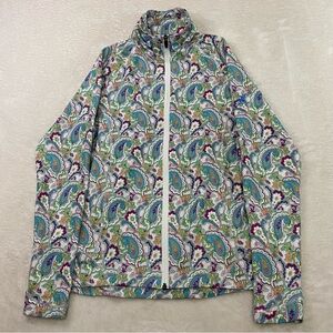 Peter Millar Element Wicking Paisley LS Pullover 1/4 Zip Womens Sz M Pocket